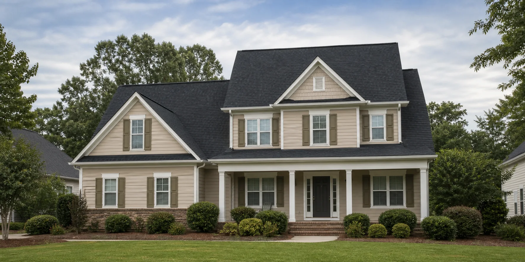 Residential homes and rooflines in Summit New Jersey